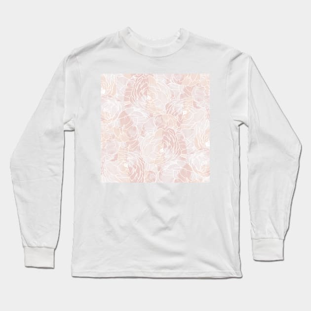 Carnation Outline Pattern in Pink Pastel Long Sleeve T-Shirt by marknprints